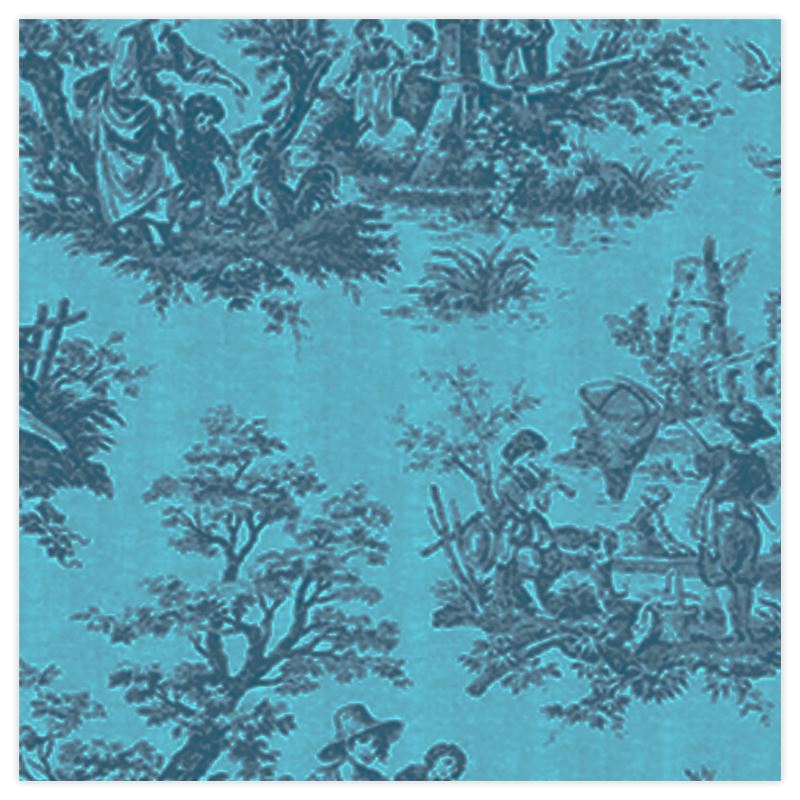 Mayfair Cheapskate Teal Toile de Jouy Fabric