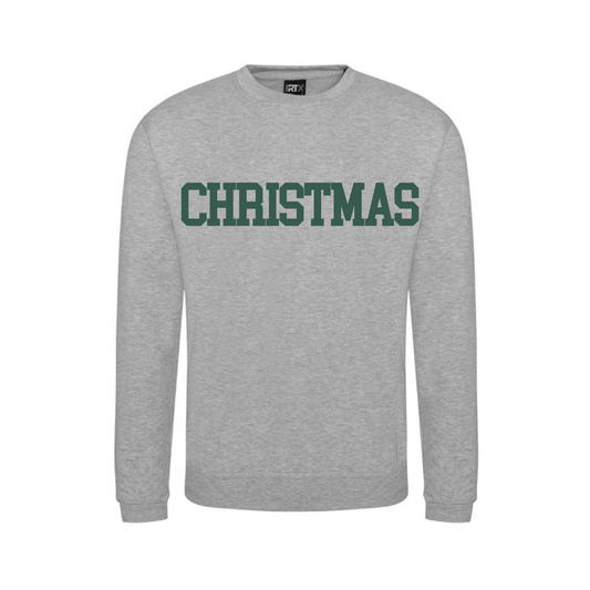 'Christmas' Grey Sweatshirt | Green