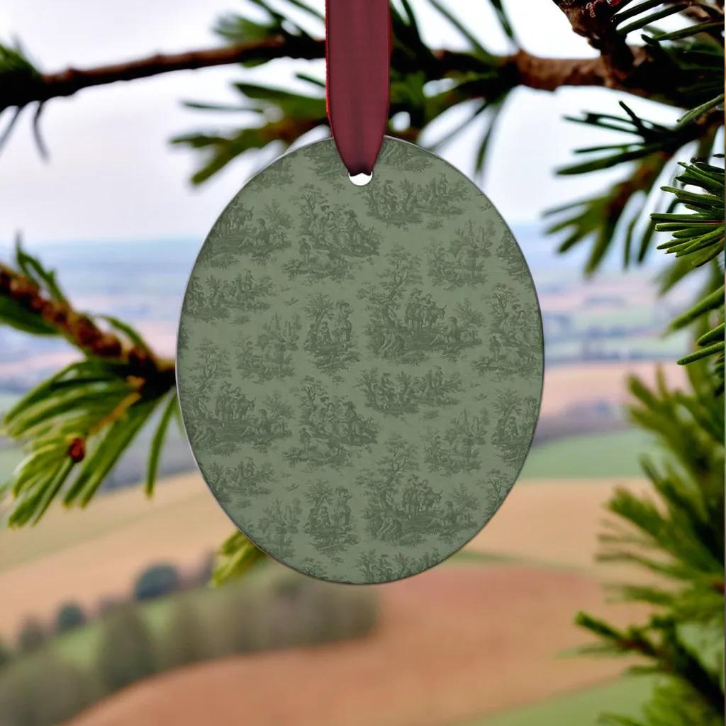 Toile de Jouy Oval Ornament